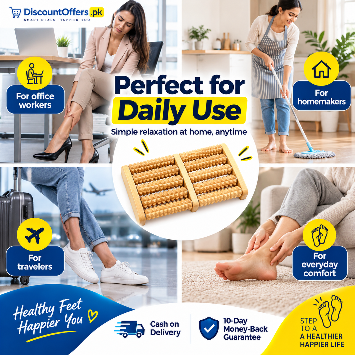 Wooden Foot Roller Massager