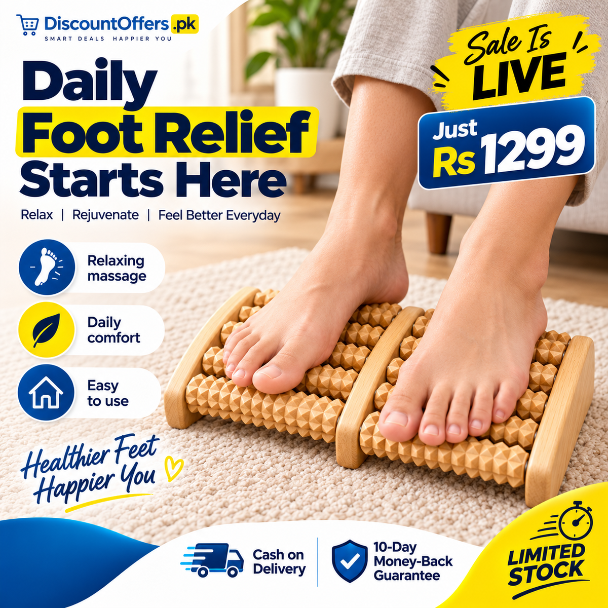 Wooden Foot Roller Massager