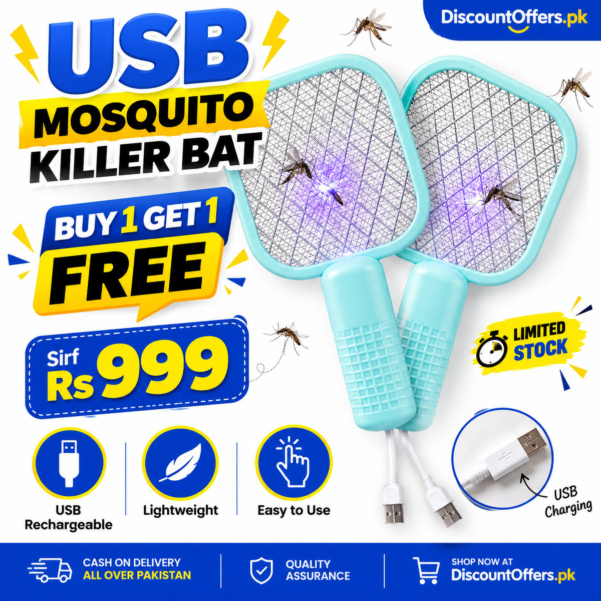 Buy 1 get 1 free Offer USB Mosquito Killer Bat racket