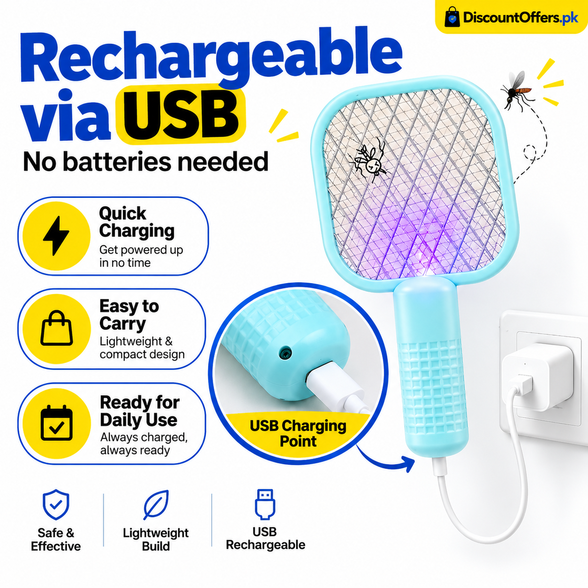 Buy 1 get 1 free Offer USB Mosquito Killer Bat racket