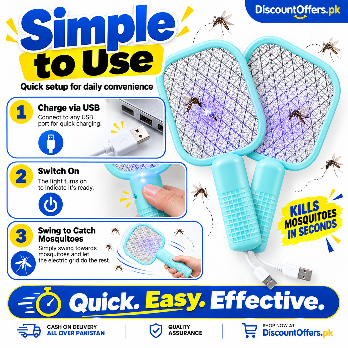 Buy 1 get 1 free Offer USB Mosquito Killer Bat racket