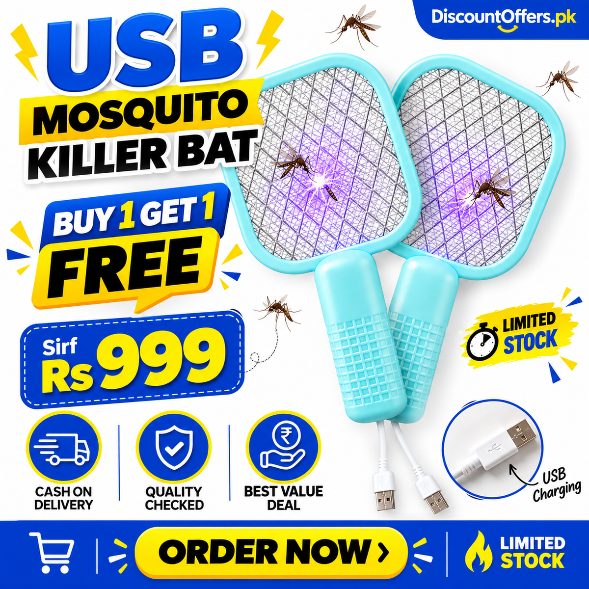 Buy 1 get 1 free Offer USB Mosquito Killer Bat racket