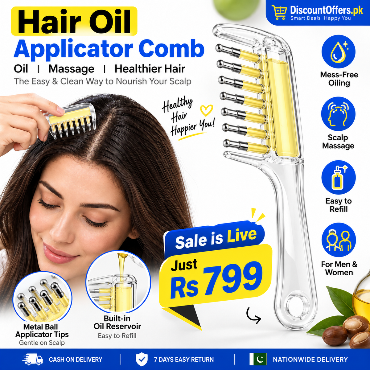 2-in-1 Transparent Refillable Hair Oil Applicator & Scalp Massager