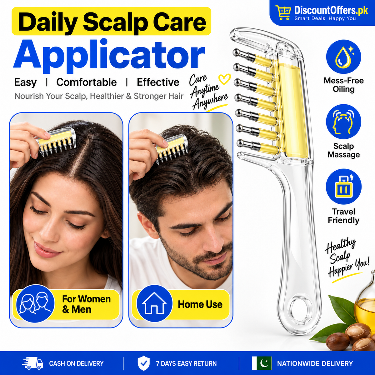2-in-1 Transparent Refillable Hair Oil Applicator & Scalp Massager