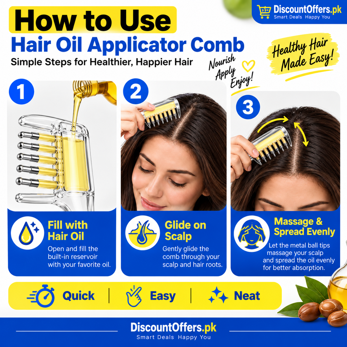 2-in-1 Transparent Refillable Hair Oil Applicator & Scalp Massager