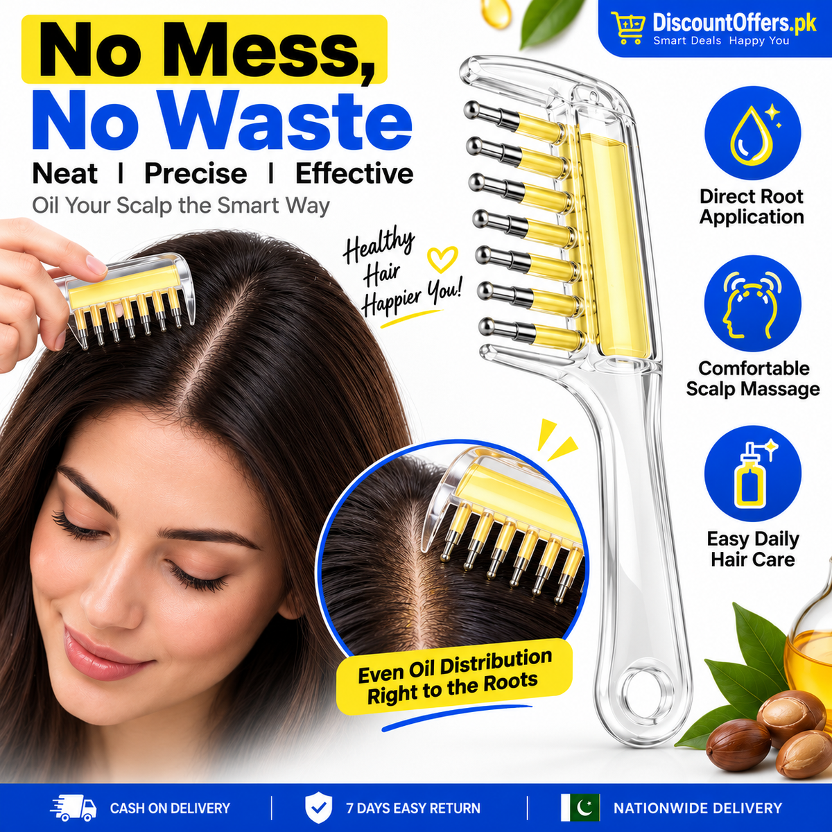 2-in-1 Transparent Refillable Hair Oil Applicator & Scalp Massager