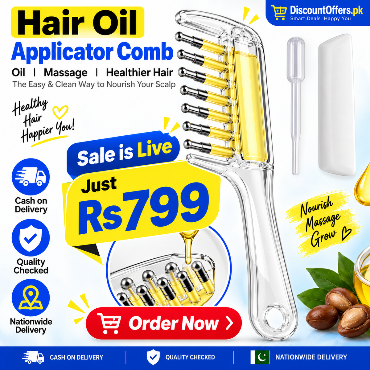 2-in-1 Transparent Refillable Hair Oil Applicator & Scalp Massager