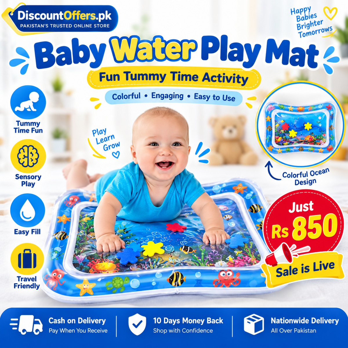 Inflatable Baby Water Play & Tummy Time Mat
