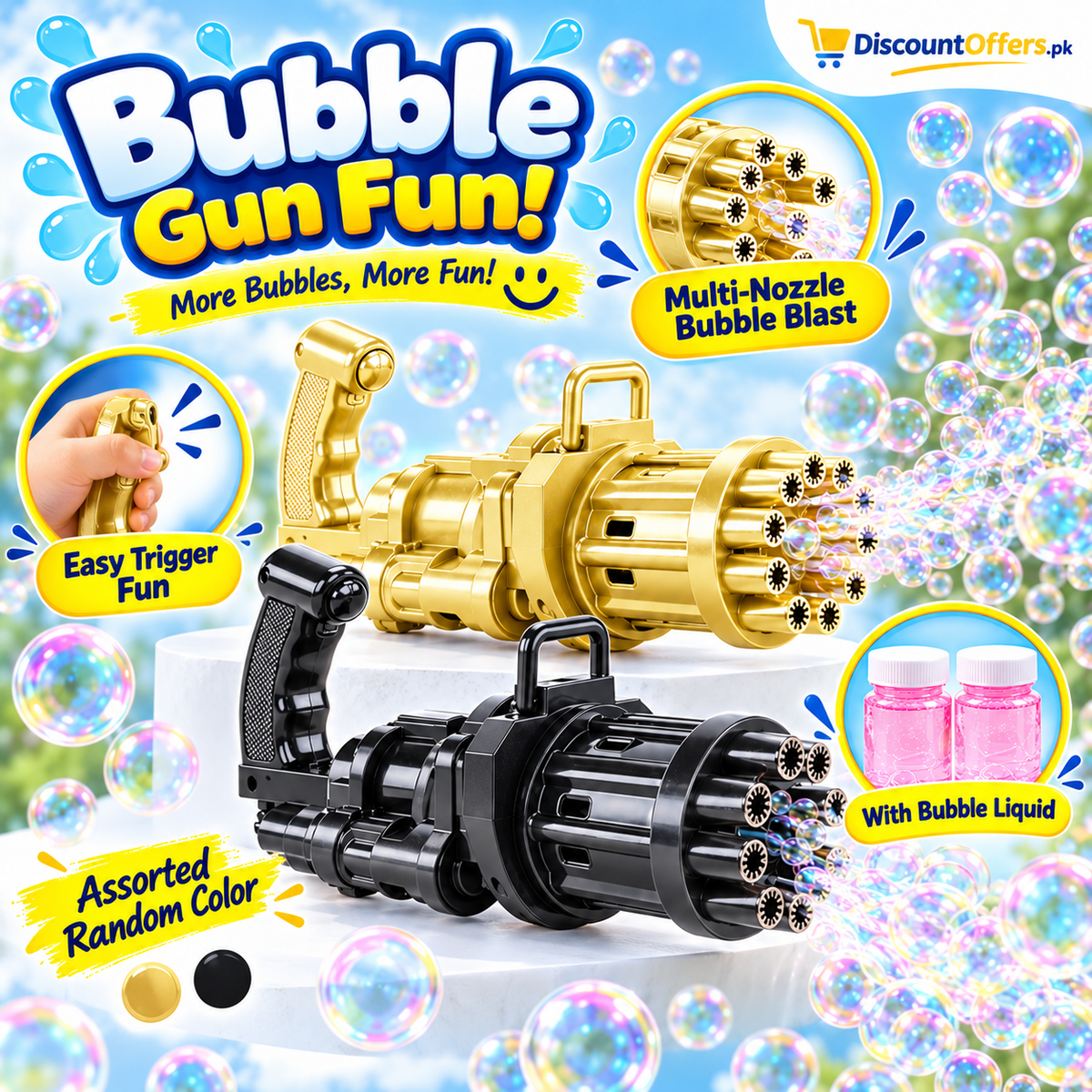 Buy 1 Get 1 FREE  Kids Bubble Gun with Bubble Liquid