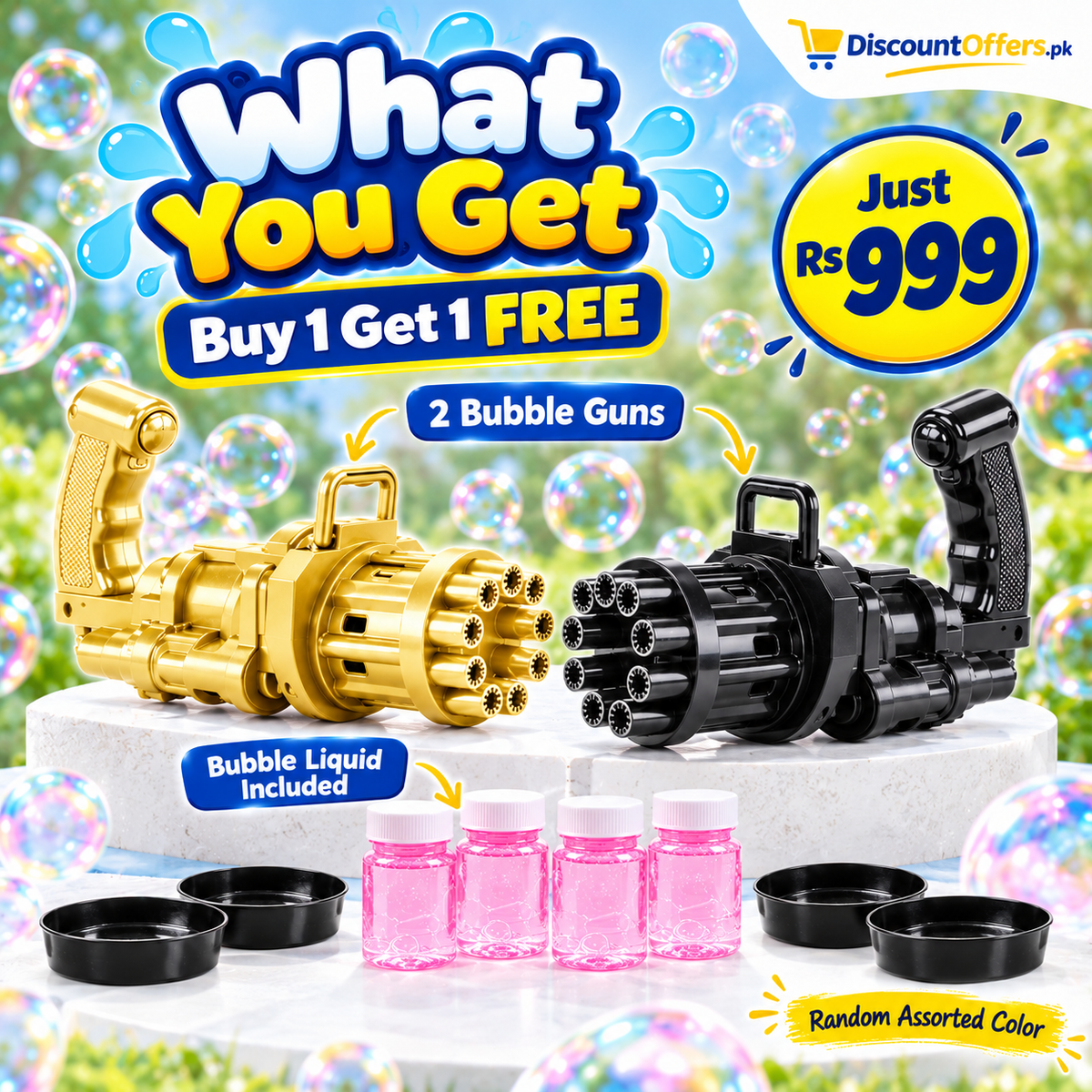 Buy 1 Get 1 FREE  Kids Bubble Gun with Bubble Liquid