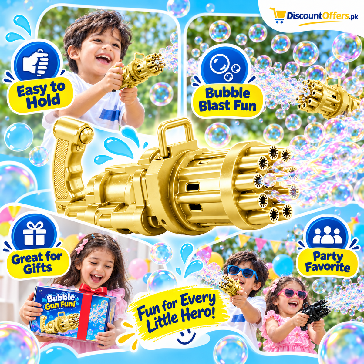 Buy 1 Get 1 FREE  Kids Bubble Gun with Bubble Liquid
