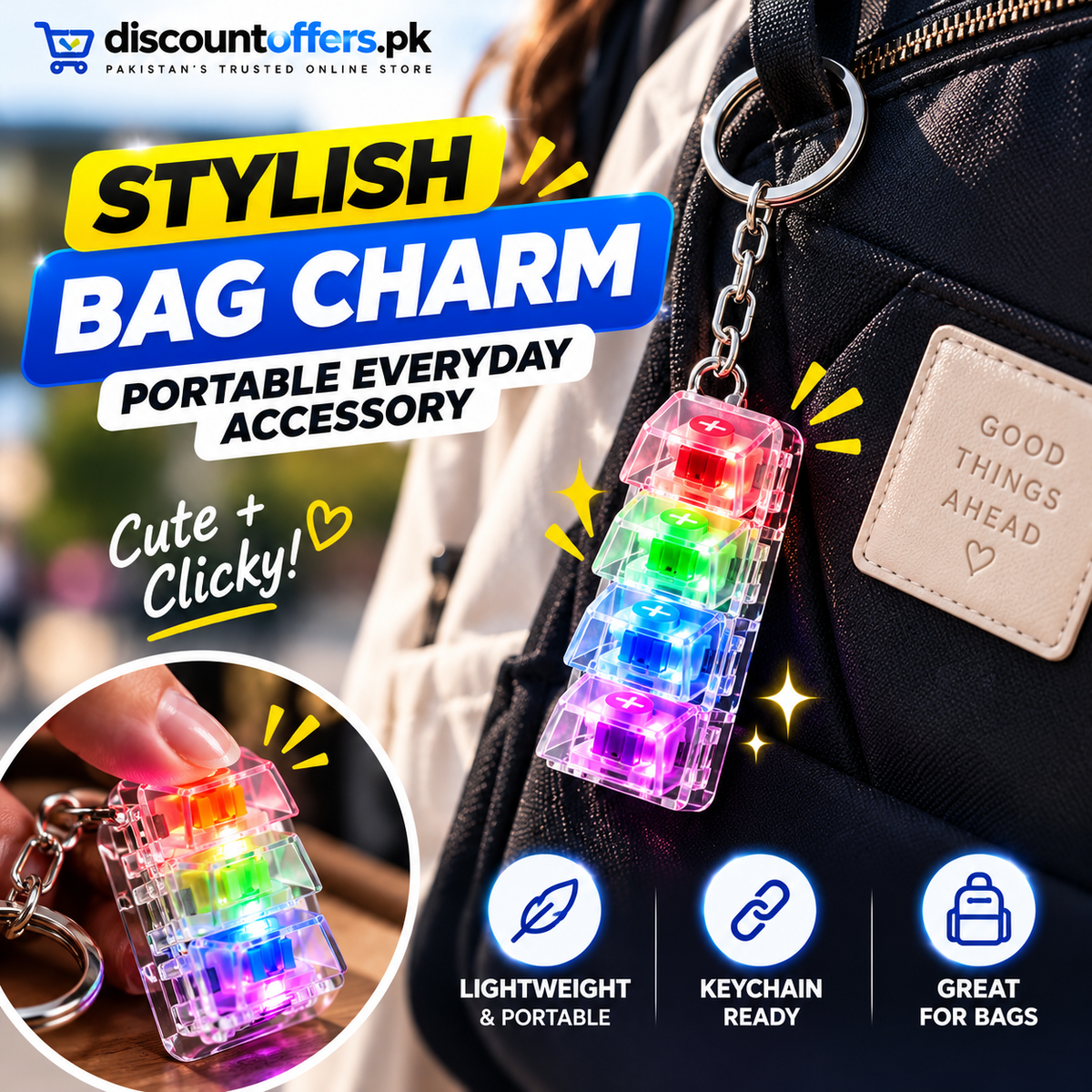 Buy 1 Get 1 FREE 4 Key Mechanical Keyboard Fidget Keychain