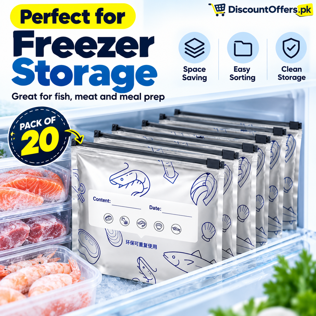 Pack of 20 Aluminum Foil Zip Lock Bags