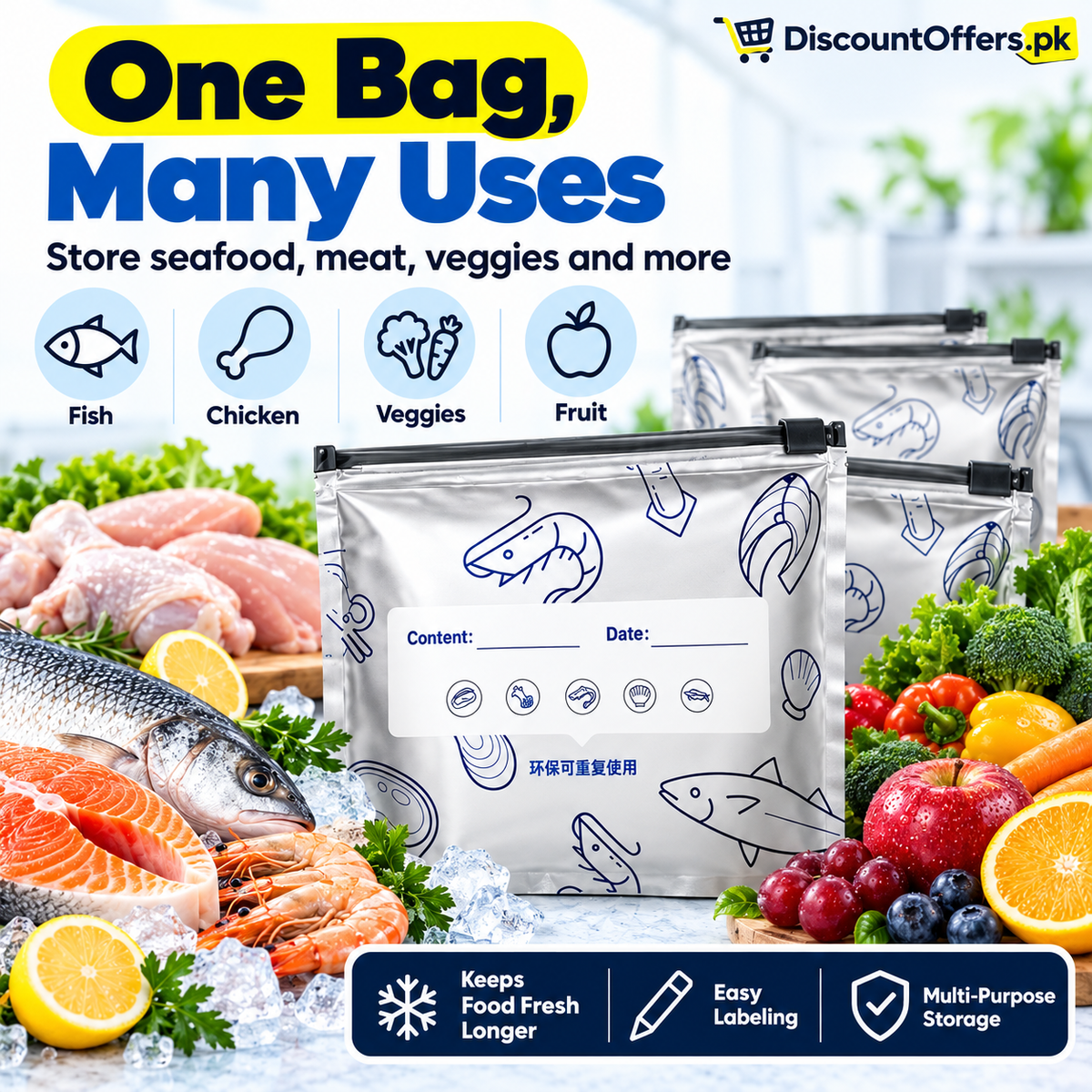 Pack of 20 Aluminum Foil Zip Lock Bags