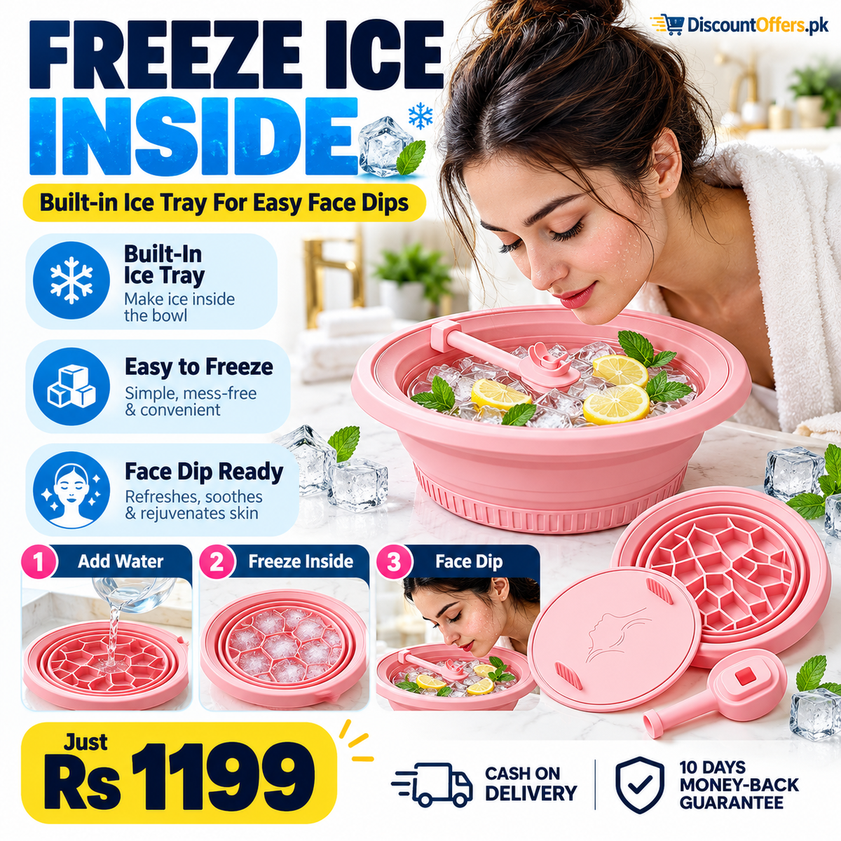 Foldable Silicone Ice Bath Bowl for Face
