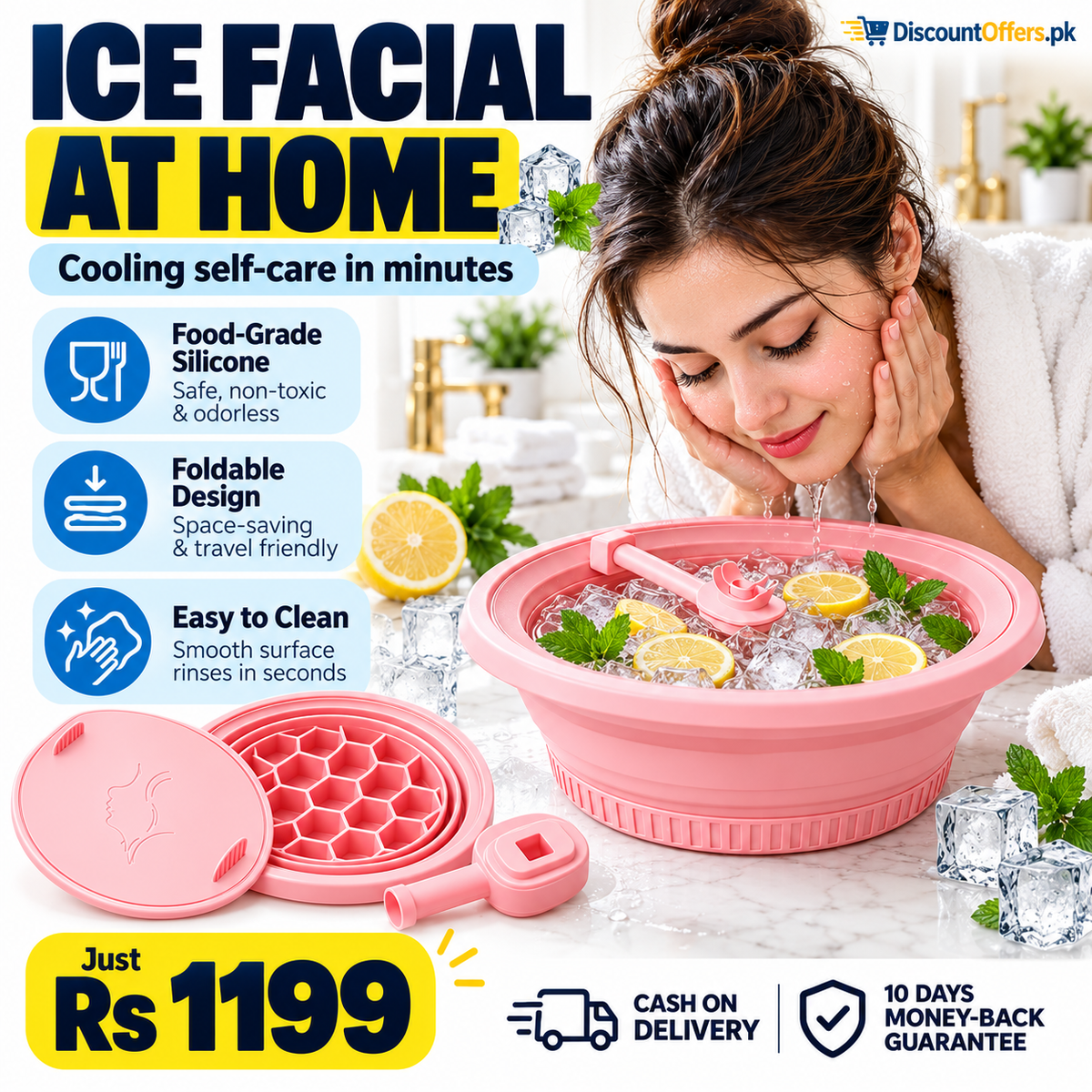 Foldable Silicone Ice Bath Bowl for Face