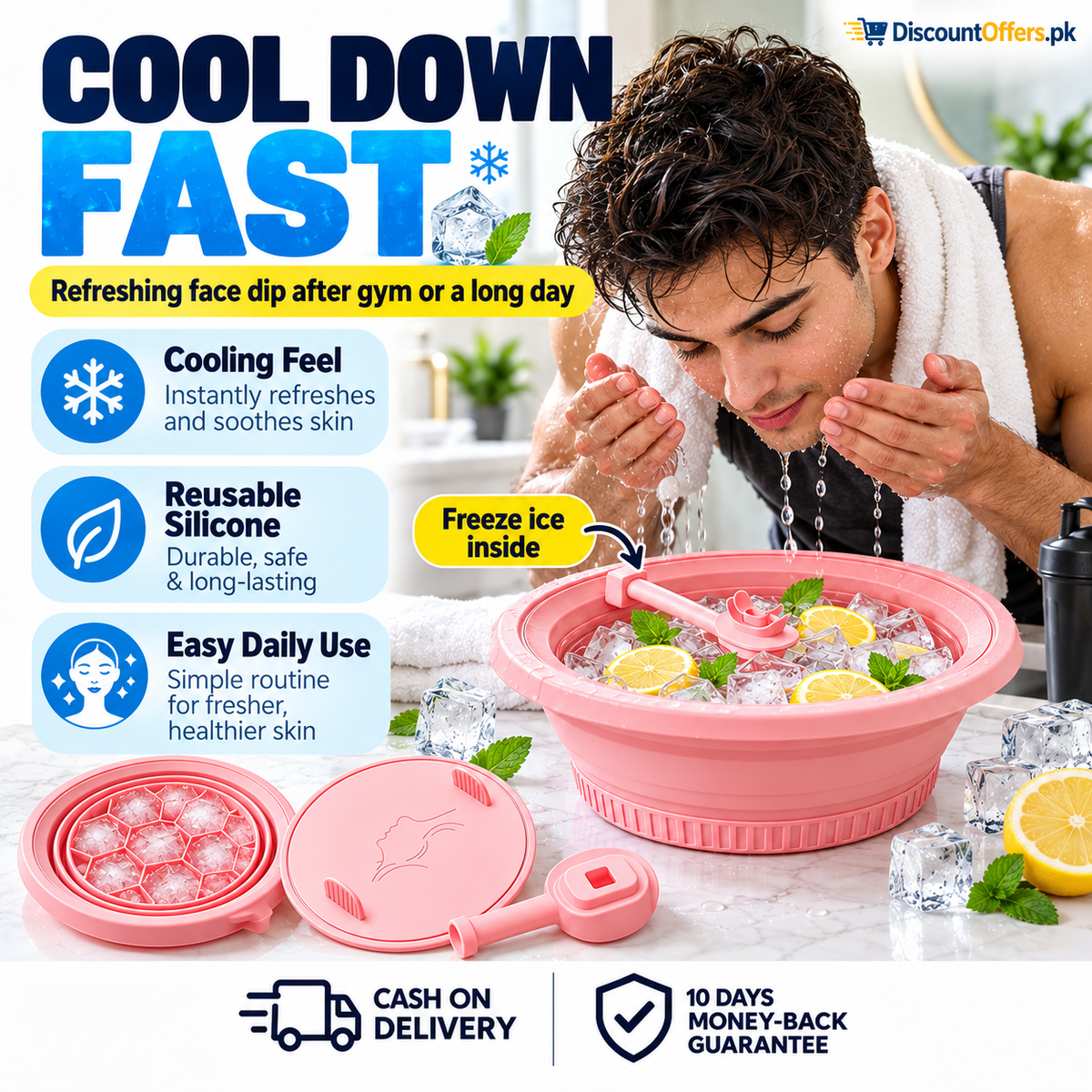 Foldable Silicone Ice Bath Bowl for Face