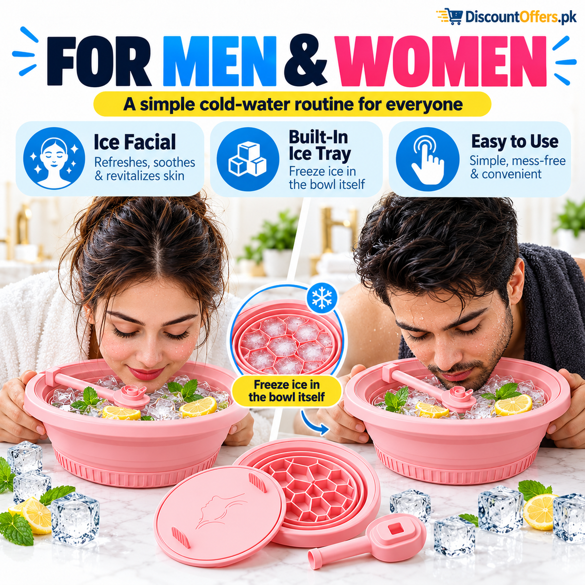 Foldable Silicone Ice Bath Bowl for Face