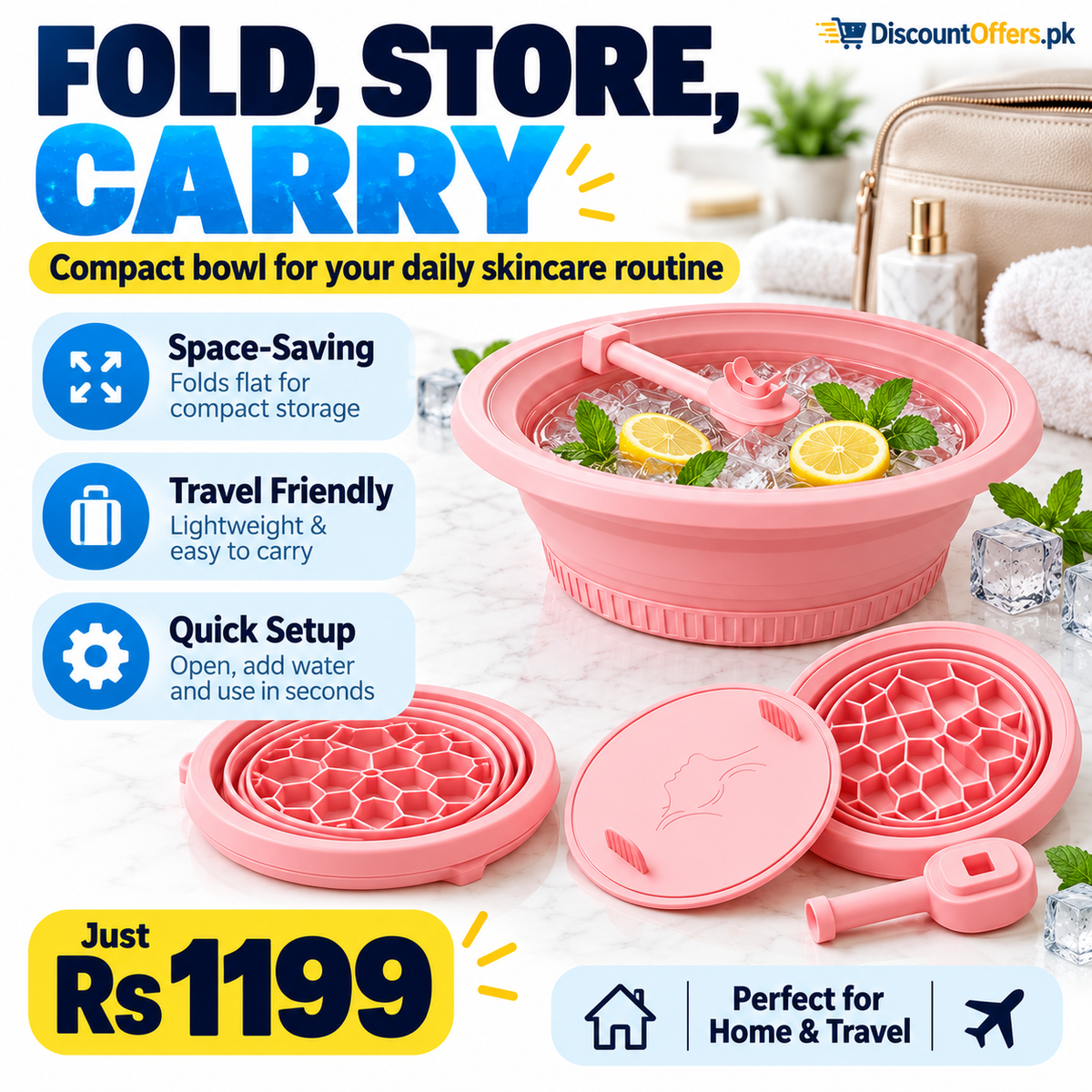 Foldable Silicone Ice Bath Bowl for Face