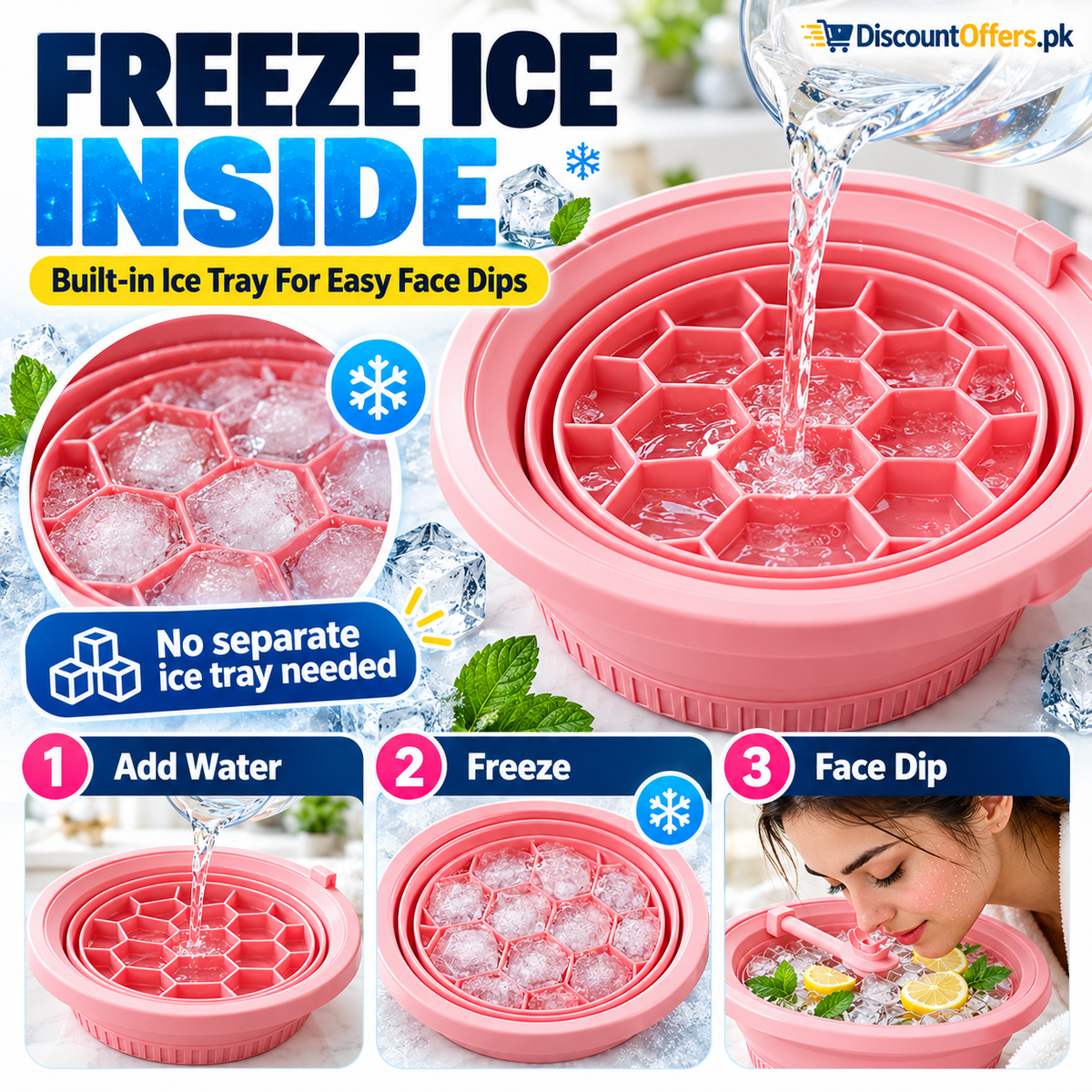 Foldable Silicone Ice Bath Bowl for Face