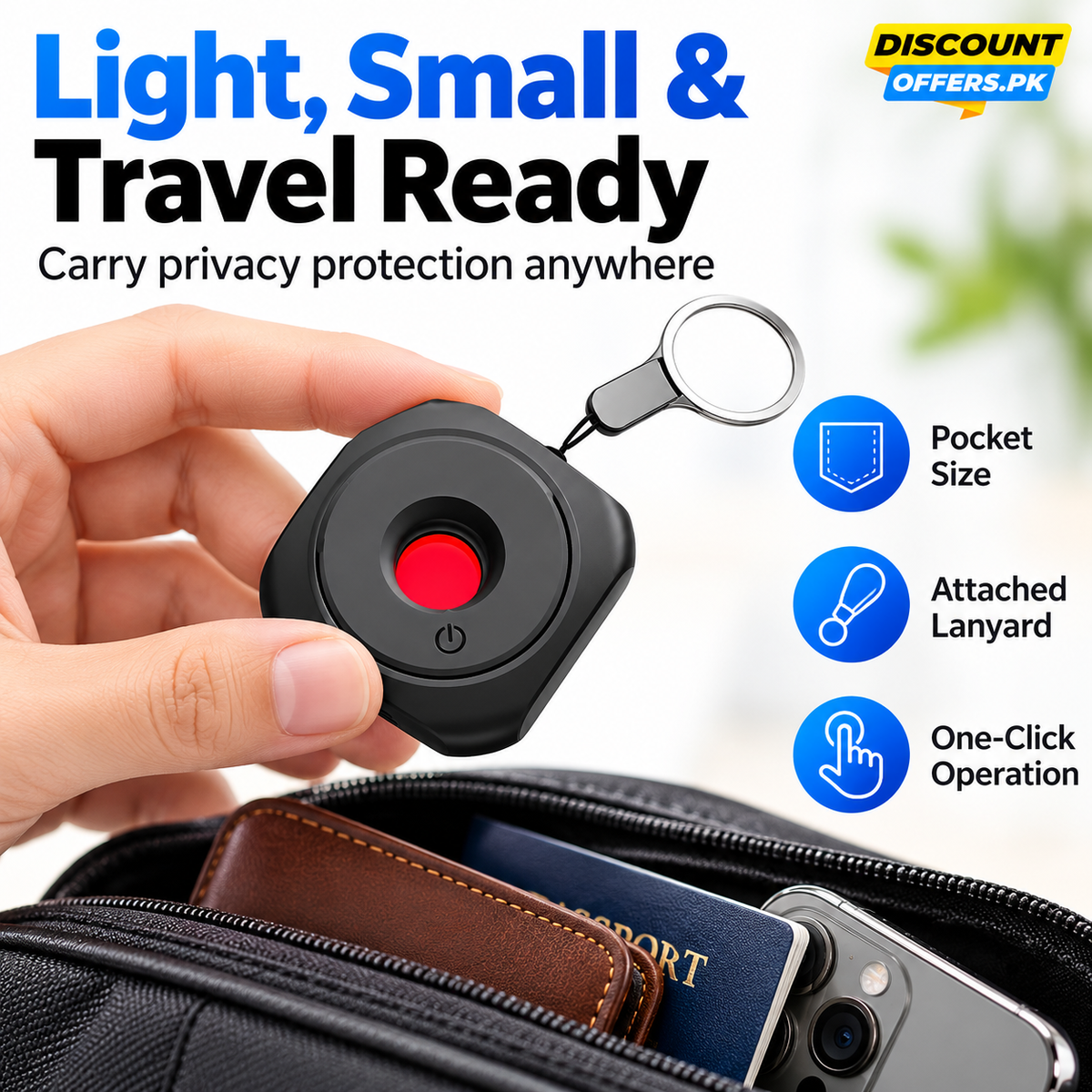 Portable Anti Camera Detector USB Rechargeable Privacy Protection Device Hidden Camera Finder for Hotels & Travel
