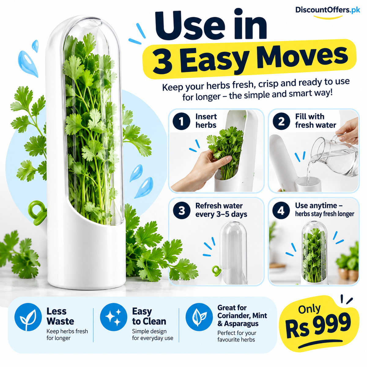 Fresh Herb Saver Container Keeps Herbs Fresh Longer