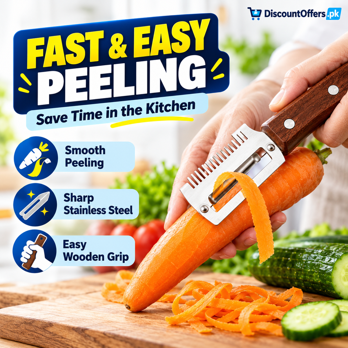 3-in-1 Vegetable Peeler, Shredder and Bottle Opener