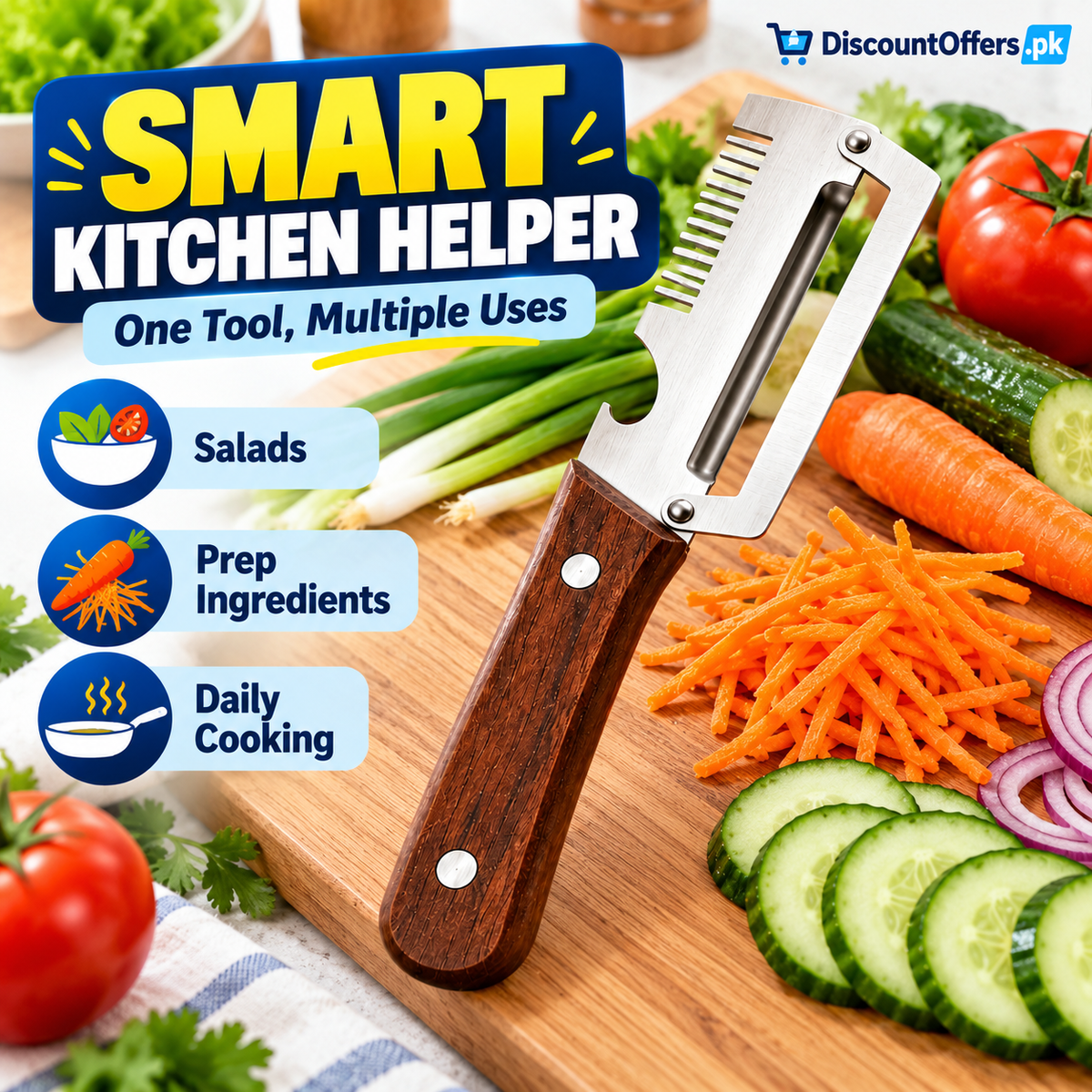 3-in-1 Vegetable Peeler, Shredder and Bottle Opener