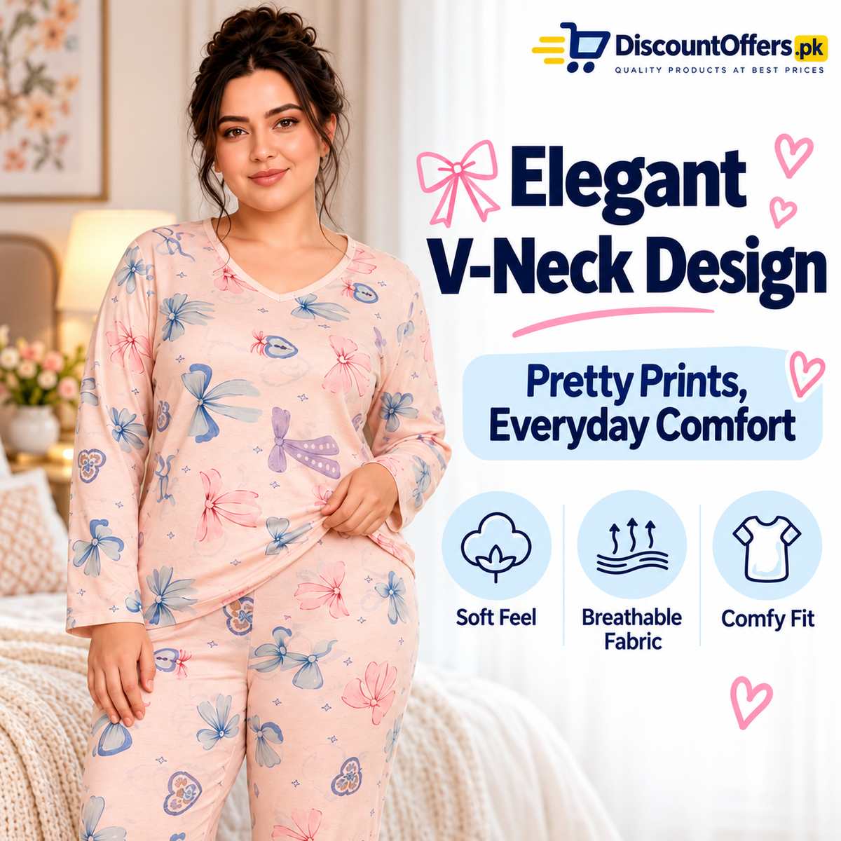 Bows and Heart Lock Printed Suit