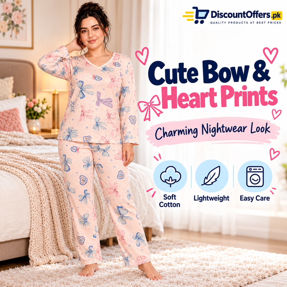 Bows and Heart Lock Printed Suit