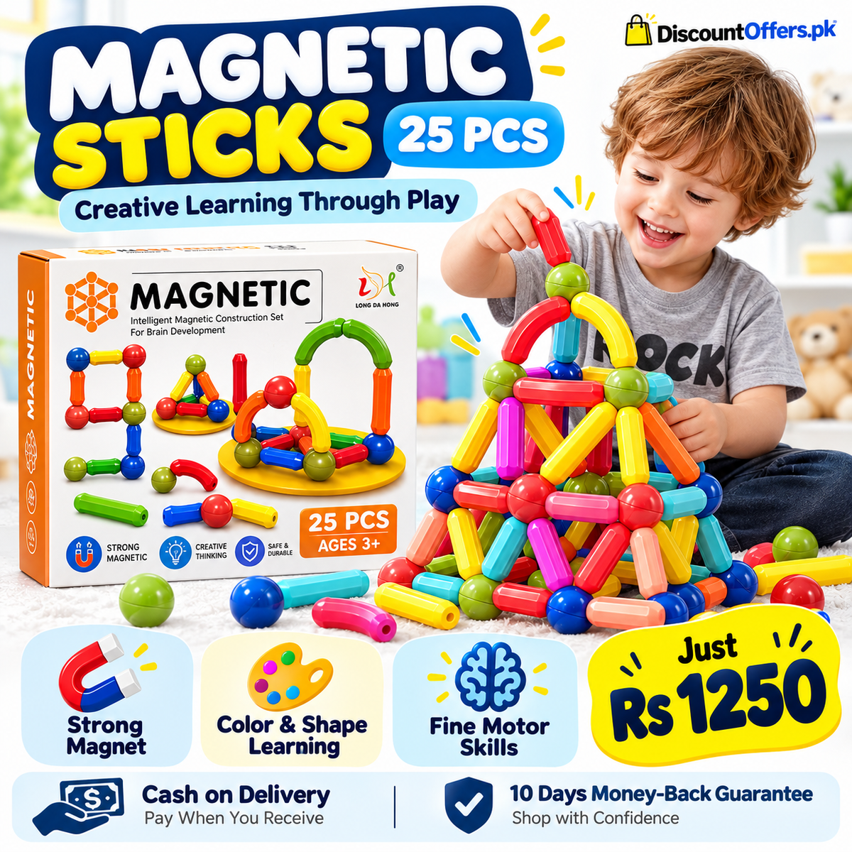 Magnetic Sticks Building Blocks 25 Pcs Educational Kids Toy