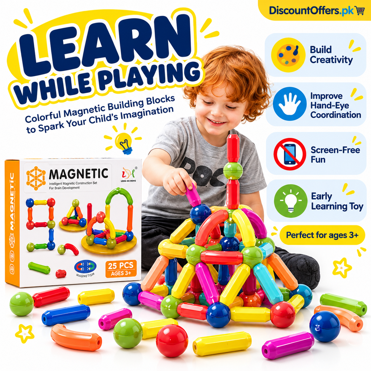 Magnetic Sticks Building Blocks 25 Pcs Educational Kids Toy