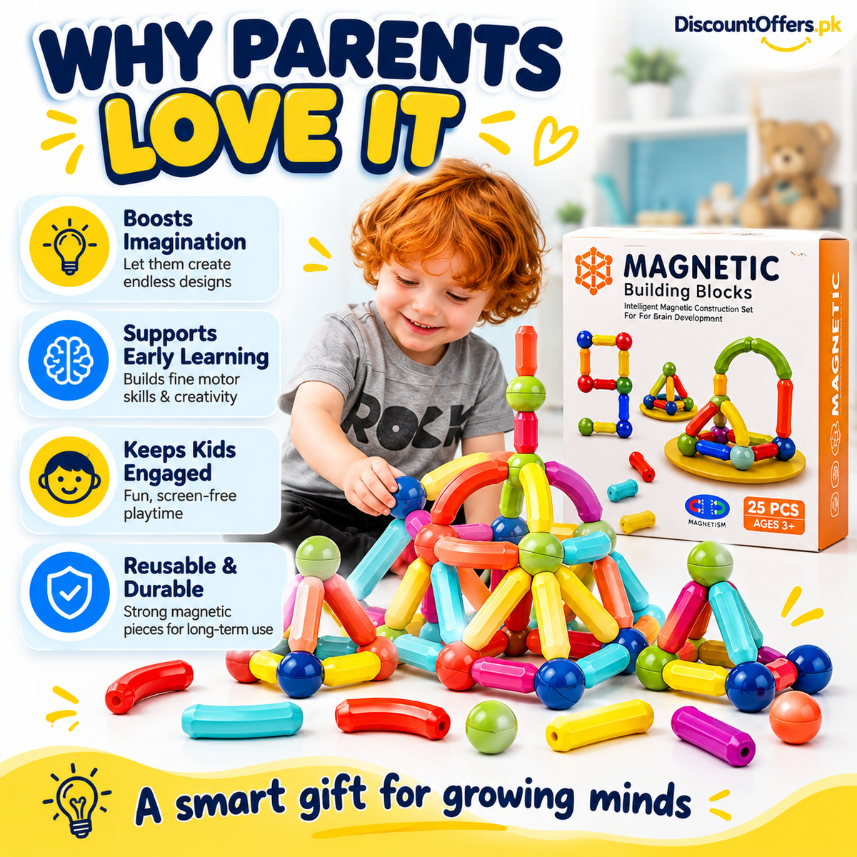 Magnetic Sticks Building Blocks 25 Pcs Educational Kids Toy