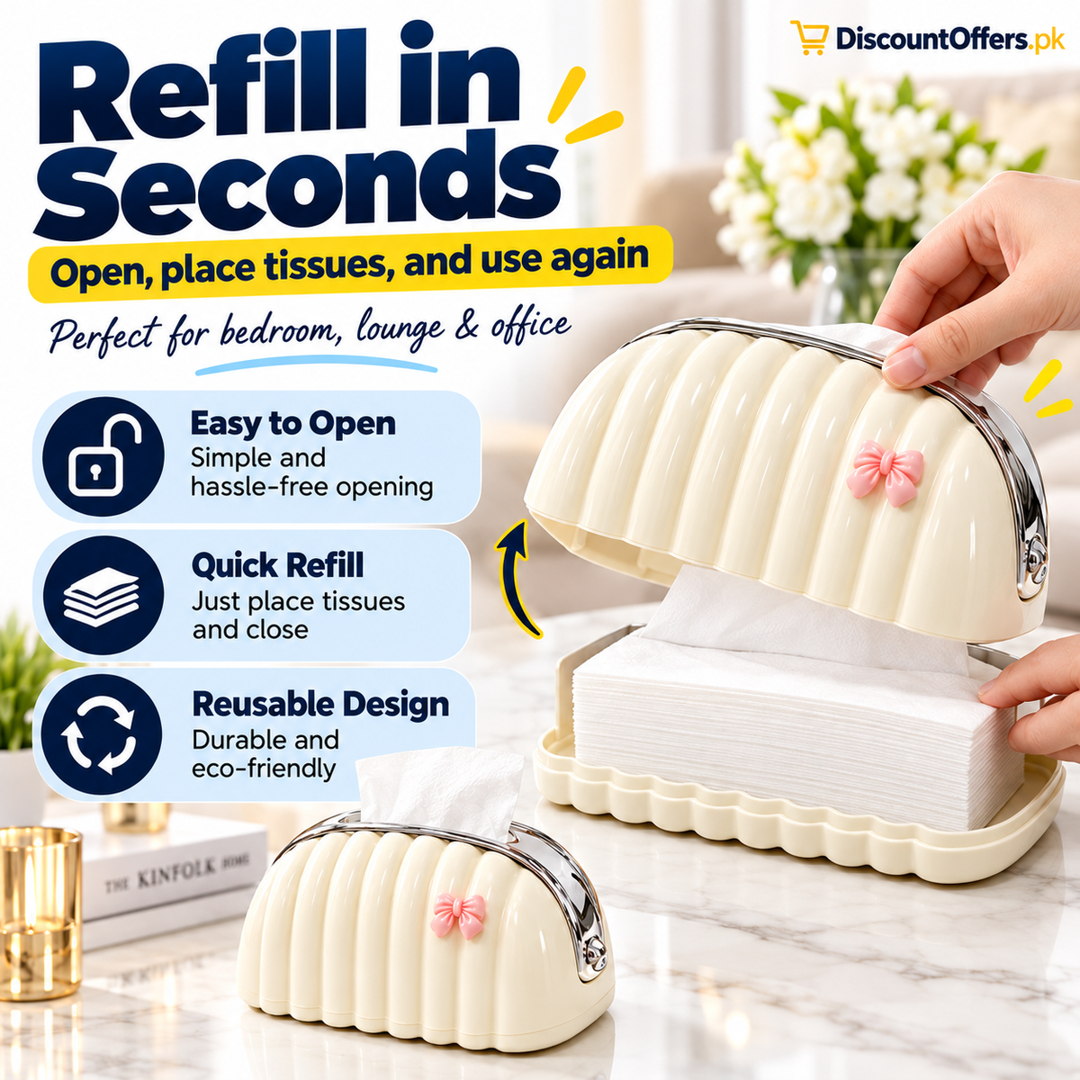 Luxury Shell Tissue Box Holder Elegant Desktop Organizer