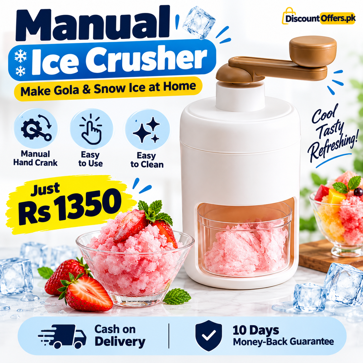 Manual Ice Crusher and Gola Maker Make Shaved Ice at Home