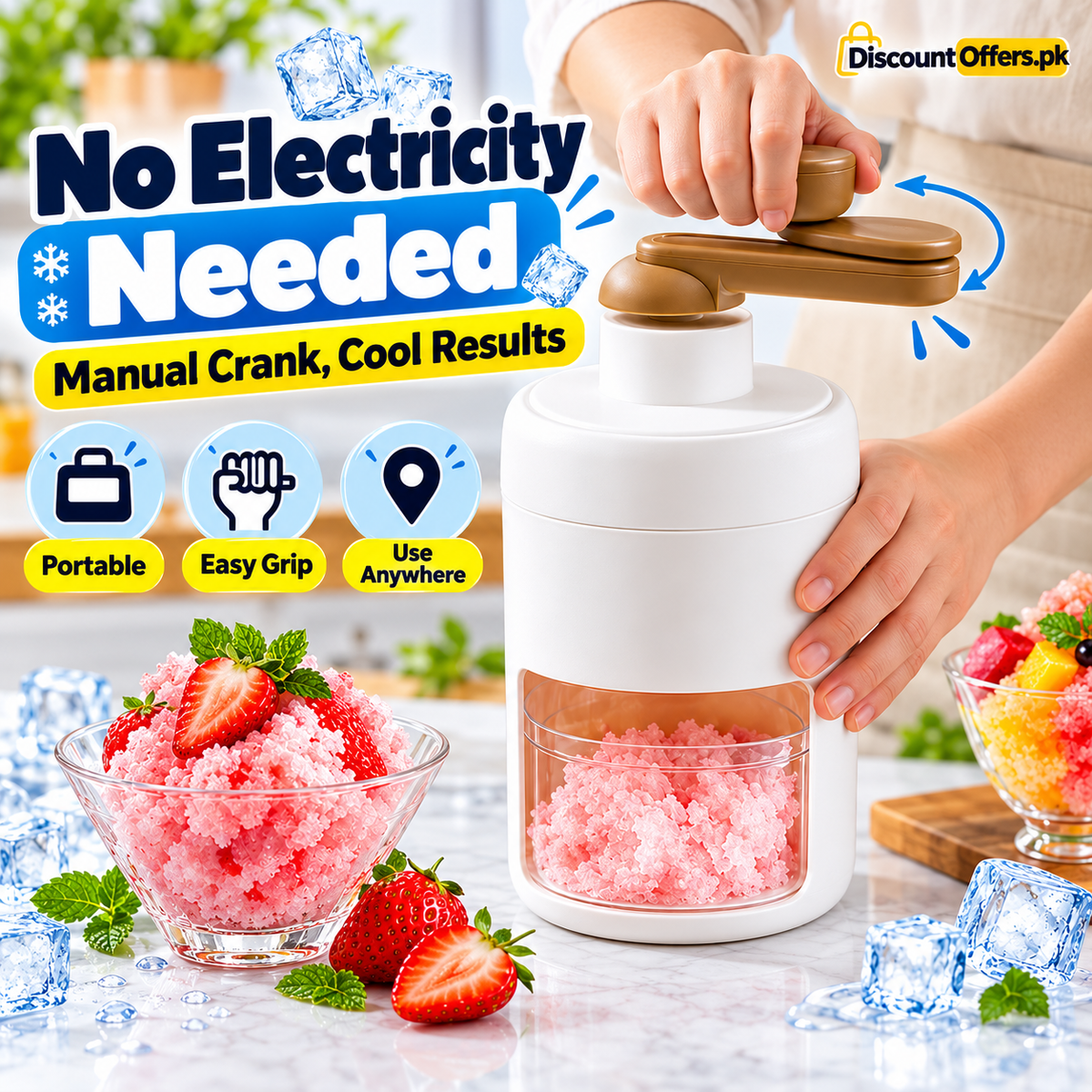 Manual Ice Crusher and Gola Maker Make Shaved Ice at Home