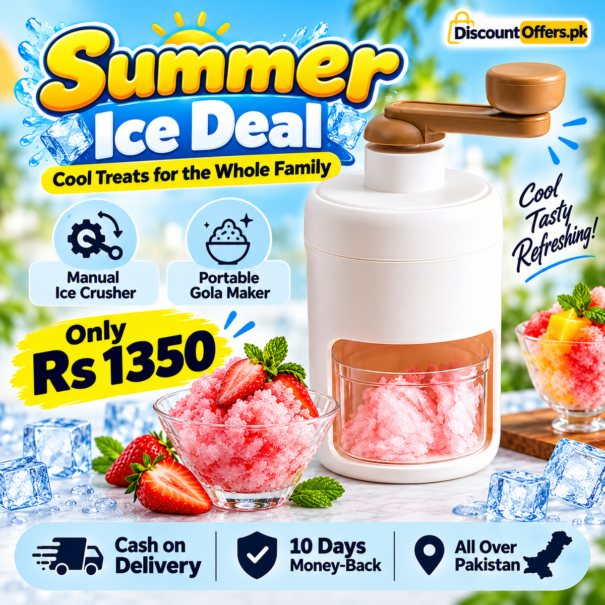 Manual Ice Crusher and Gola Maker Make Shaved Ice at Home