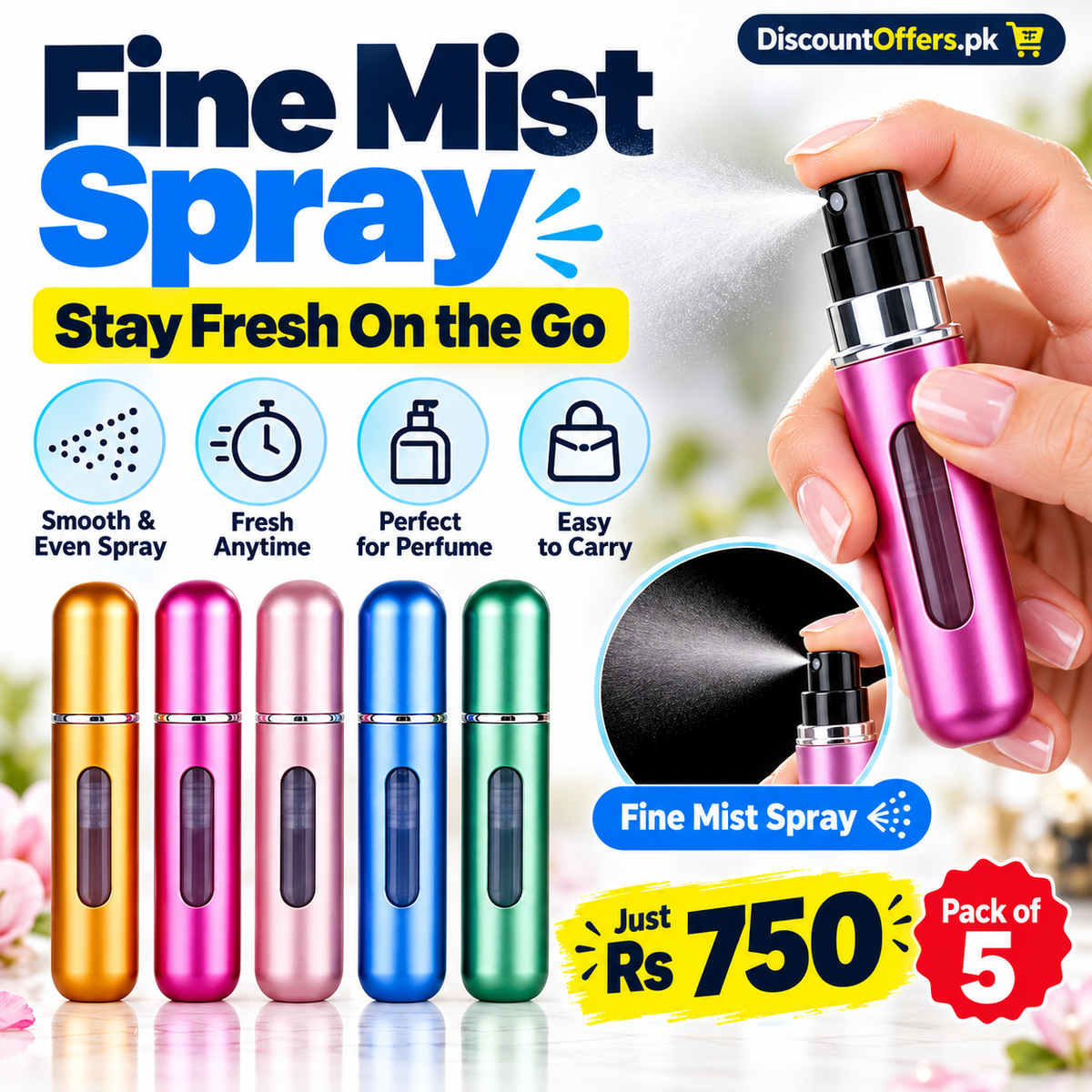 Mini Refillable Perfume Atomizer Pack of 5