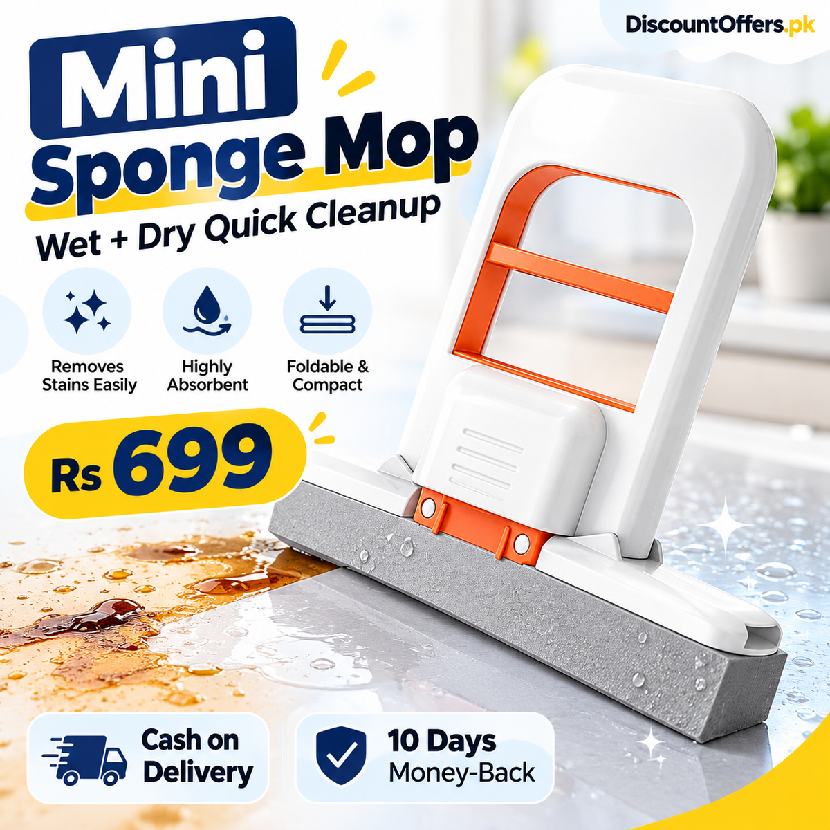 Mini Self Squeezing Sponge Mop Portable Cleaner
