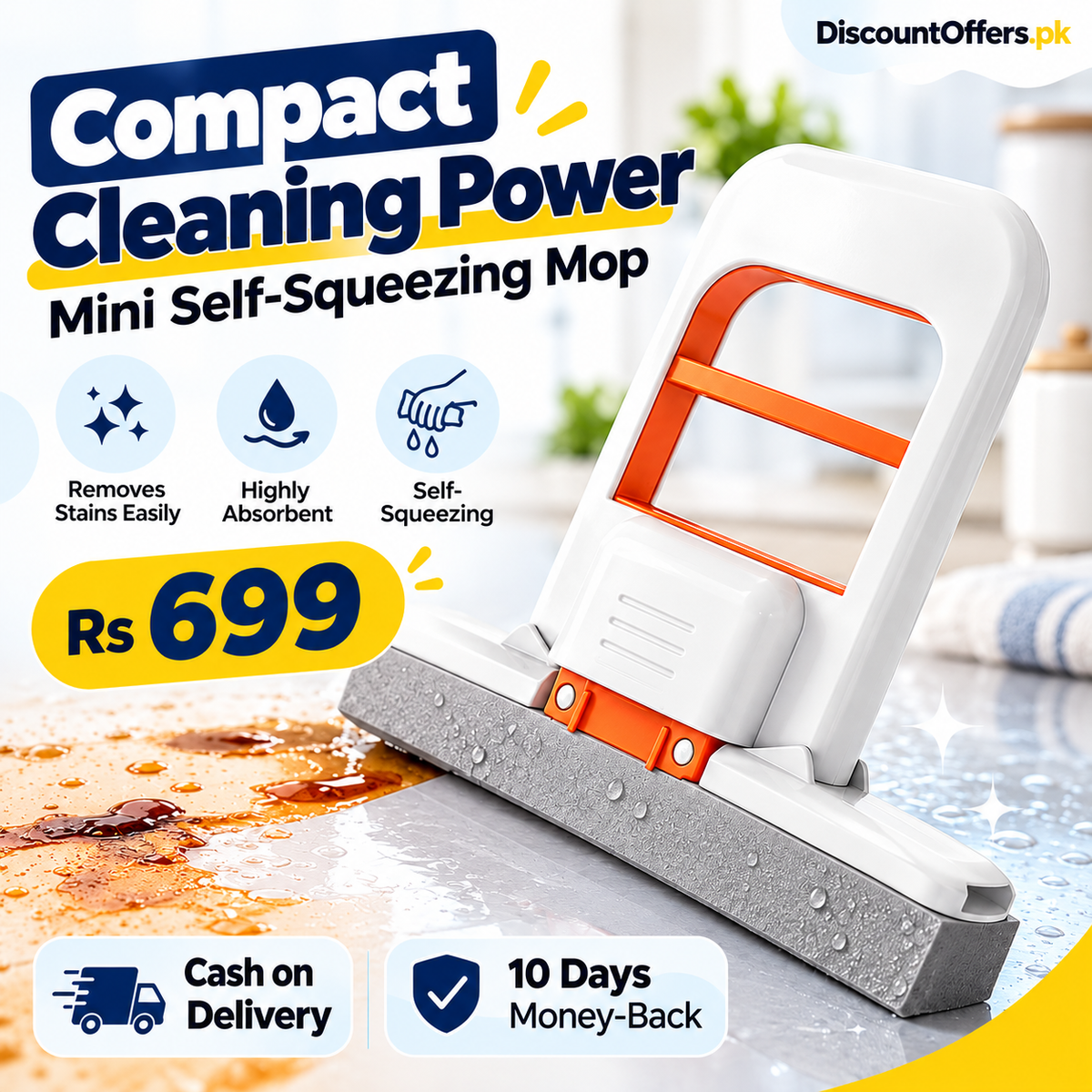 Mini Self Squeezing Sponge Mop Portable Cleaner