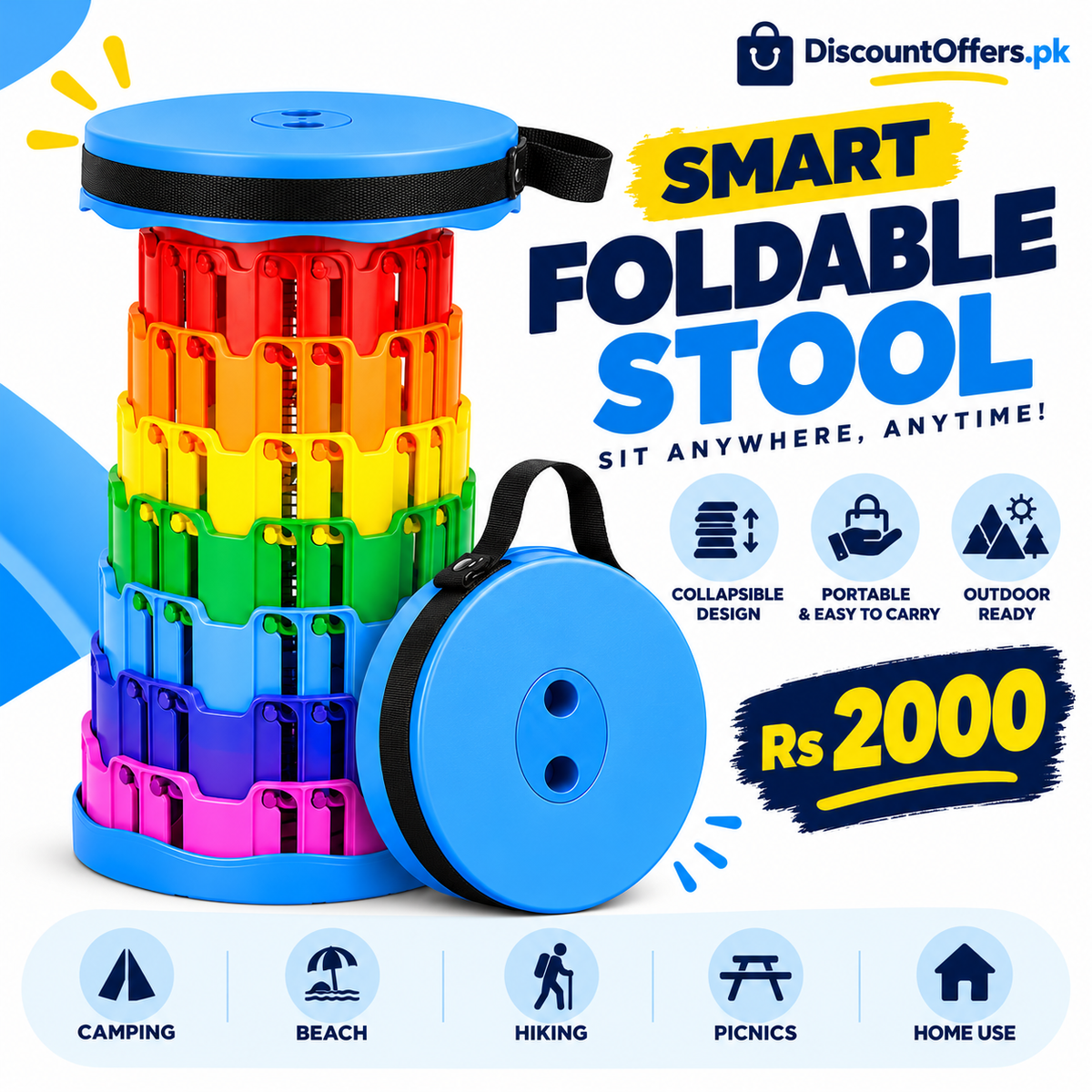 Portable Retractable Folding Stool Collapsible Travel and Camping Chair