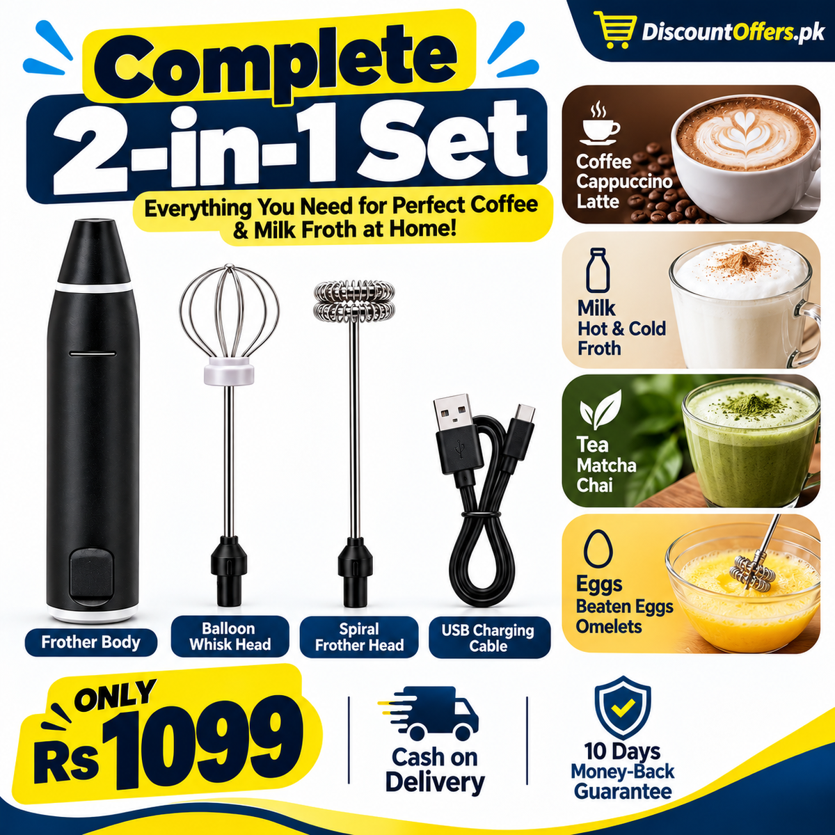 2-in-1 Electric Coffee Beater and Milk Frother