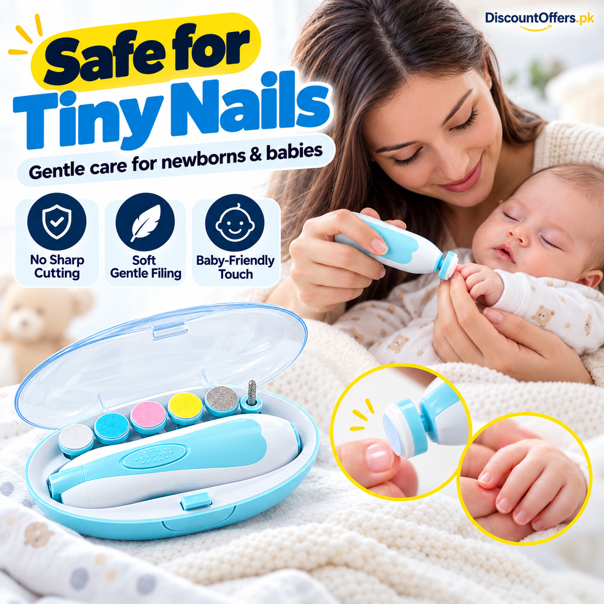 6in1 Rechargeable Electric Nail Trimmer for Baby Kid and Adult