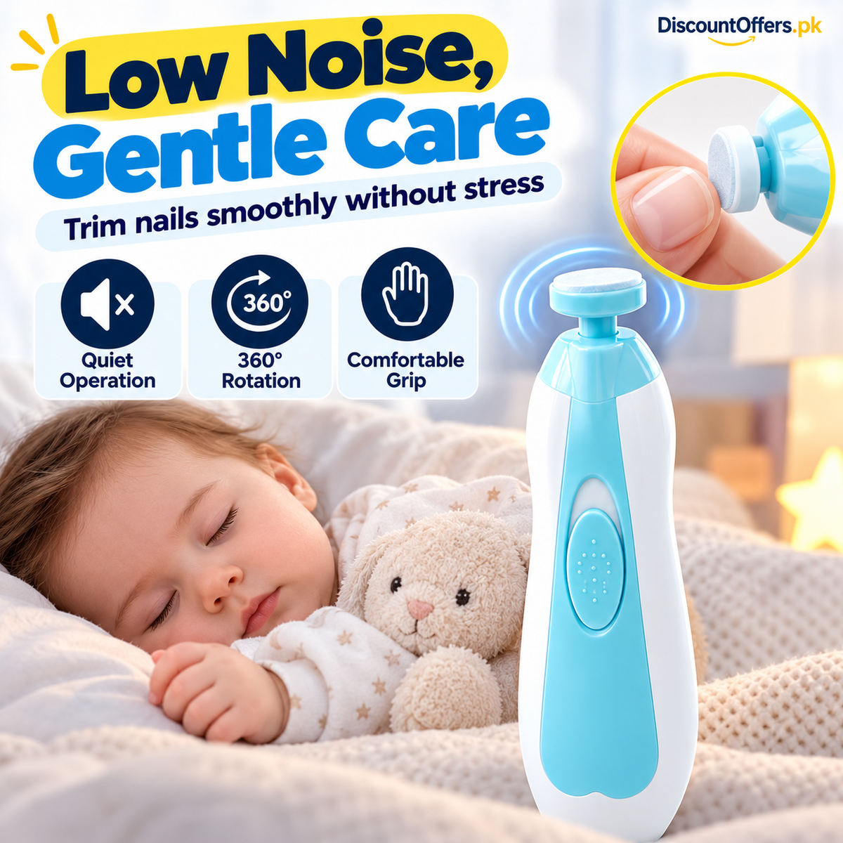 6in1 Rechargeable Electric Nail Trimmer for Baby Kid and Adult