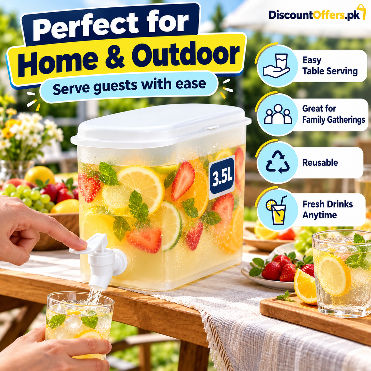 3.5L Refrigerator Juice Dispenser Fresh Drinks Anytime Anywhere