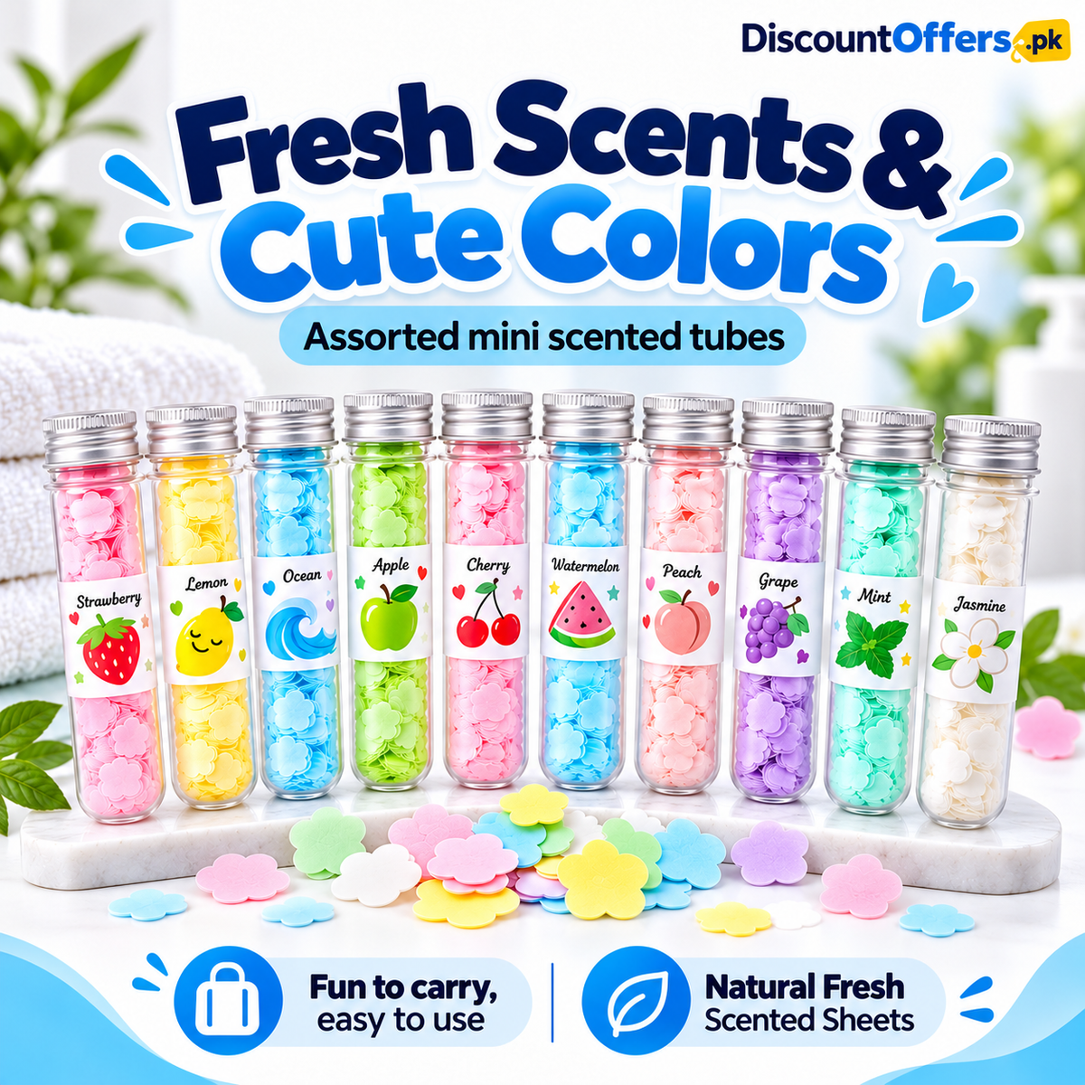 Set of 10 Disposable Mini Scented Paper Soap Tube