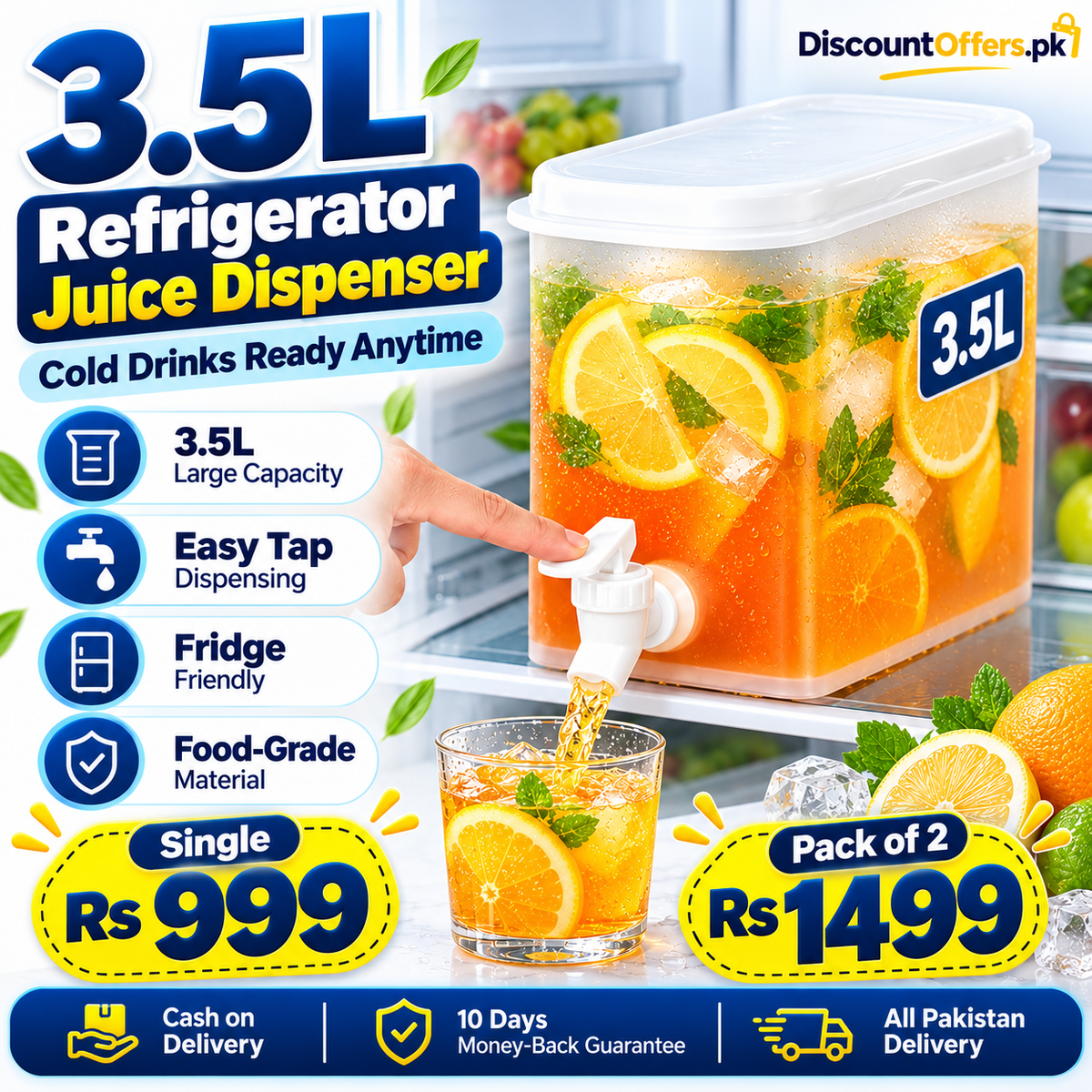3.5L Refrigerator Juice Dispenser Fresh Drinks Anytime Anywhere