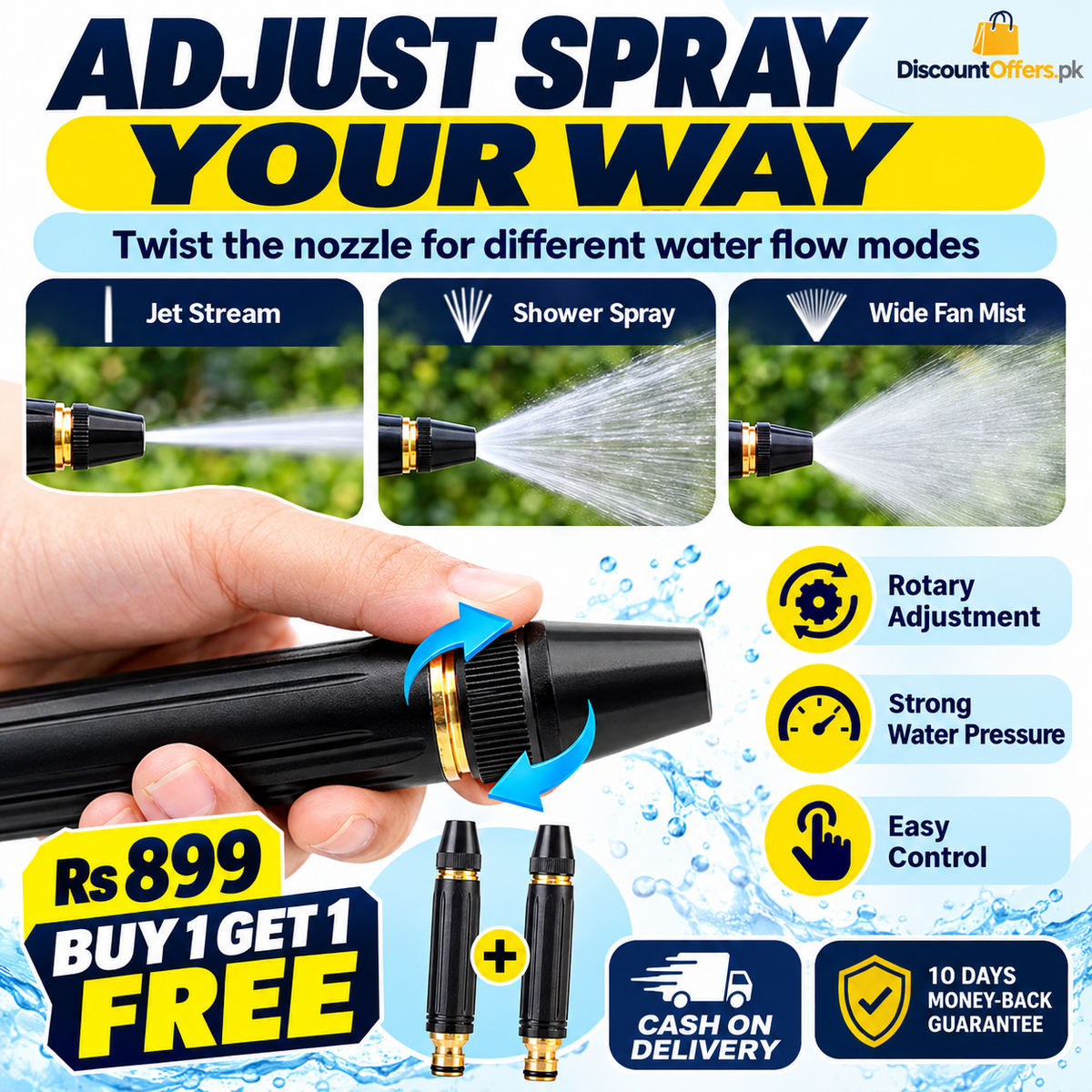 Buy 1 Get 1 FREE High Quality Professional Pressure Water Nozzle