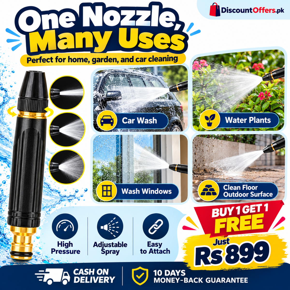 Buy 1 Get 1 FREE High Quality Professional Pressure Water Nozzle