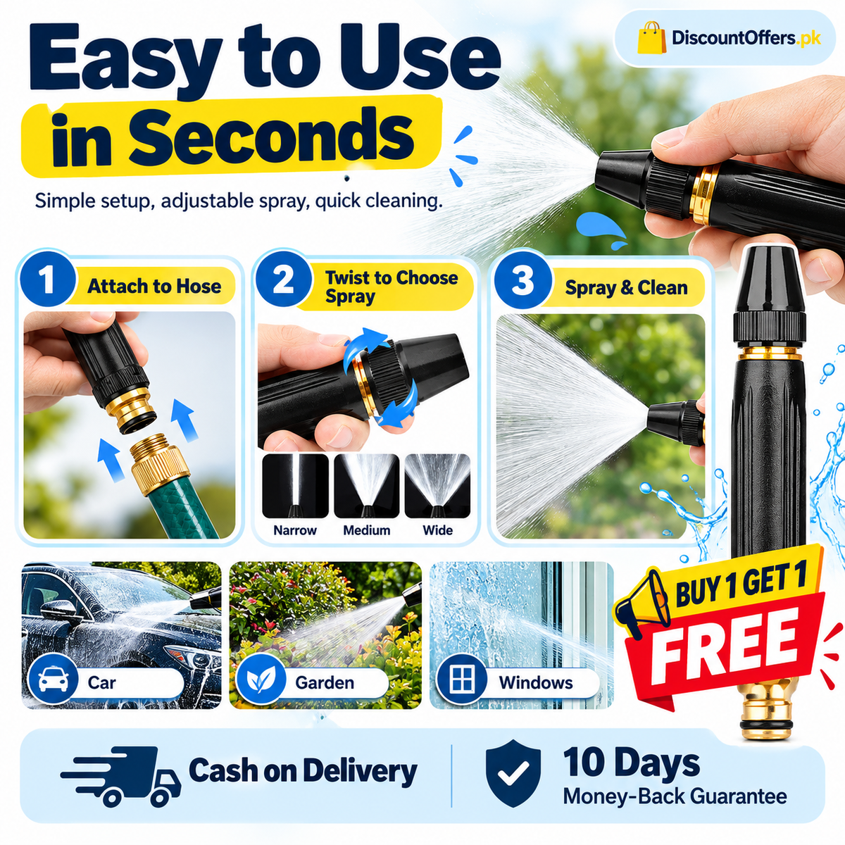 Buy 1 Get 1 FREE High Quality Professional Pressure Water Nozzle